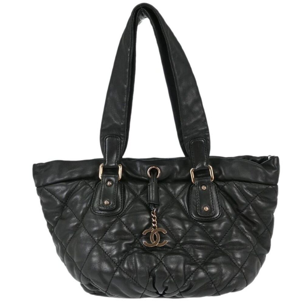Chanel Cloudy Bundle Bowler Quilted Lambskin Black Leather Handbag